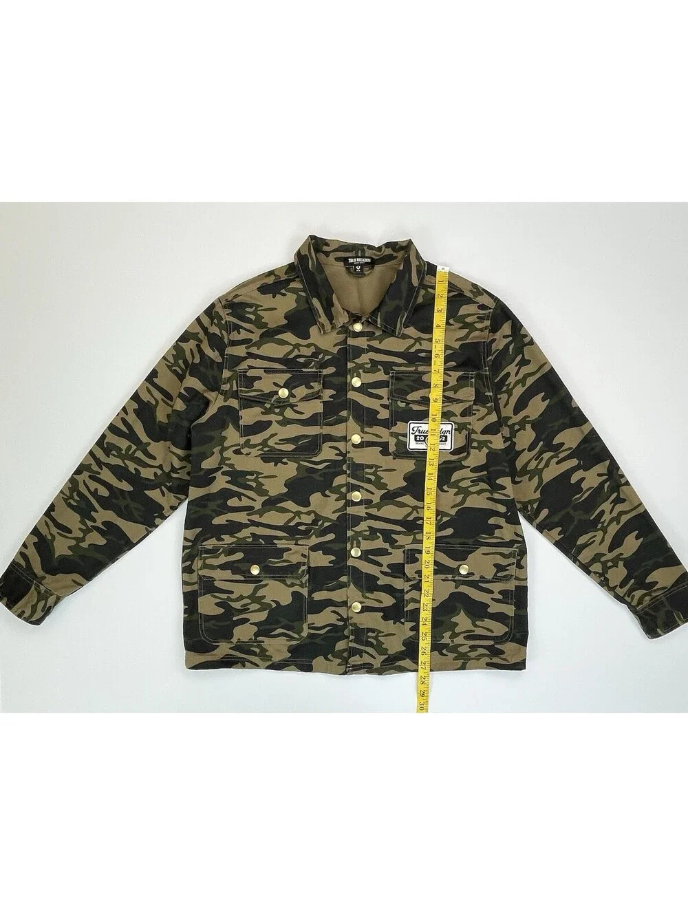 True Religion Camo Military Jacket Mens M Workwear Utility Camouflage